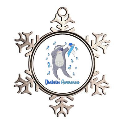 Diabetes Awareness Dabbing Sloth Metallic Star Ornament