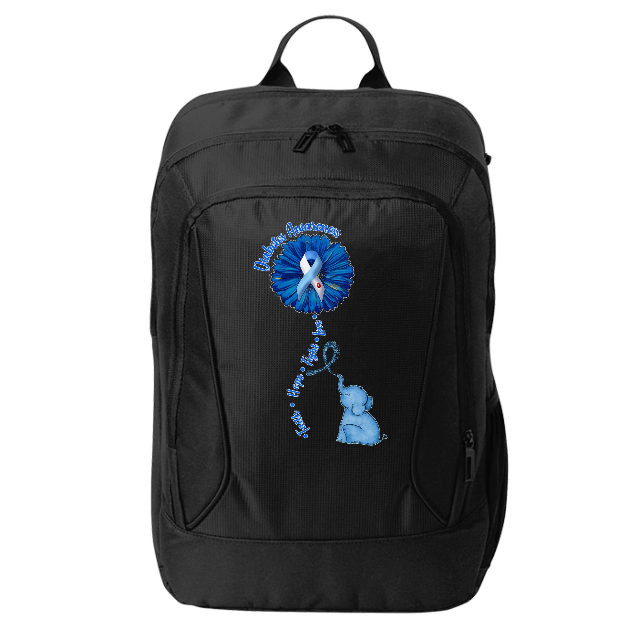 Diabetes Awareness Flower Elephant City Backpack