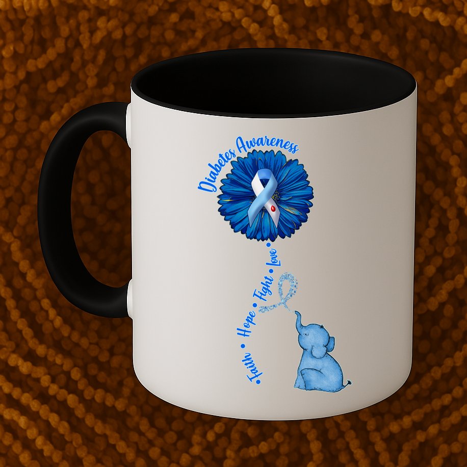 Diabetes Awareness Flower Elephant Mug