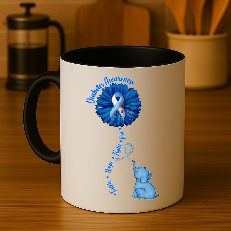 Diabetes Awareness Flower Elephant Mug