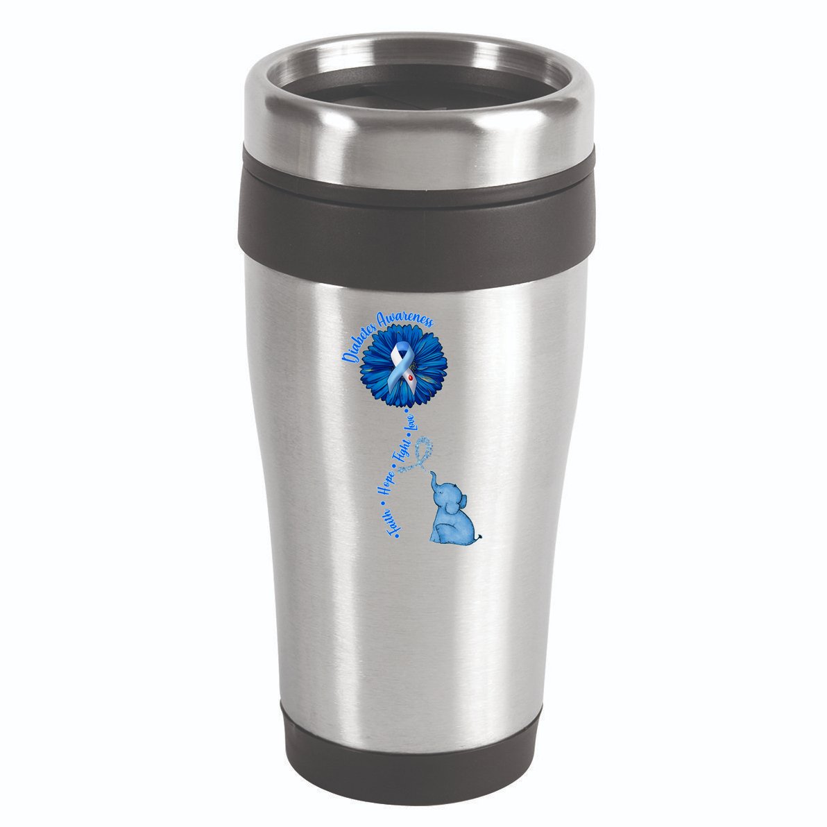 Diabetes Awareness Flower Elephant 16oz Travel Tumbler