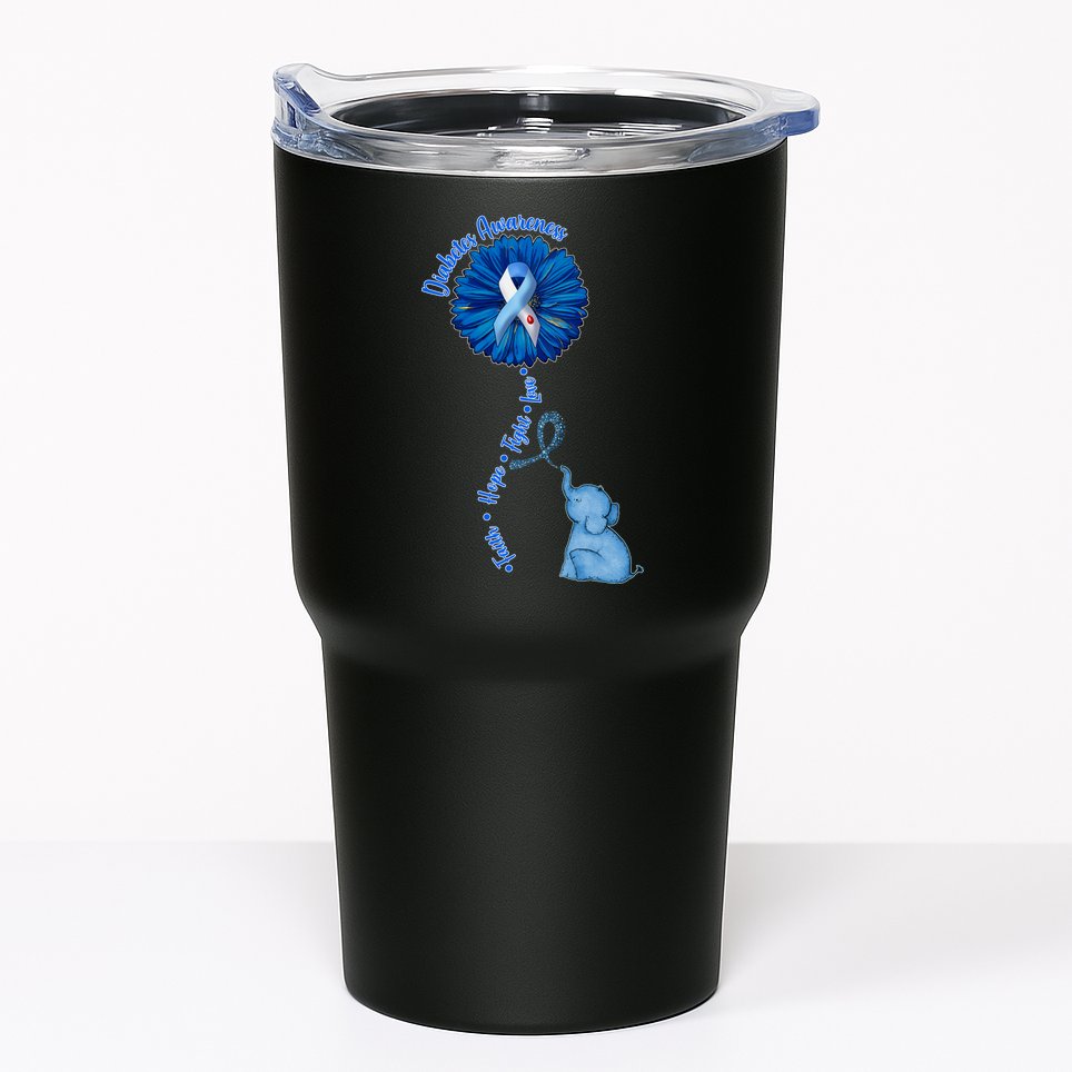Diabetes Awareness Flower Elephant Tumbler