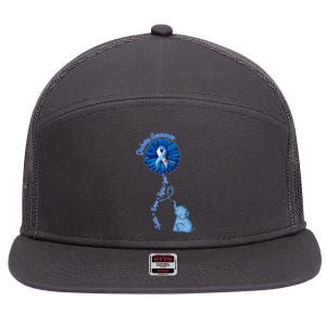 Diabetes Awareness Flower Elephant 7 Panel Mesh Trucker Snapback Hat