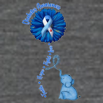 Diabetes Awareness Flower Elephant T-Shirt