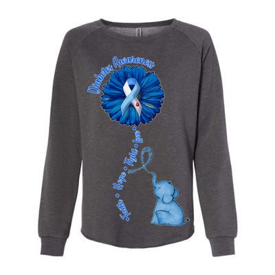 Diabetes Awareness Flower Elephant Womens California Wash Sweatshirt