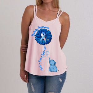 Diabetes Awareness Flower Elephant Women's Strappy Tank