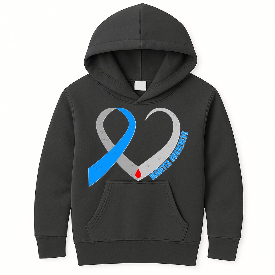 Diabetes Awareness Heart Kids Hoodie