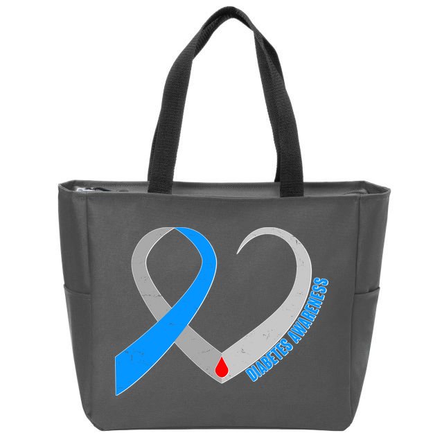 Diabetes Awareness Heart Zip Tote Bag