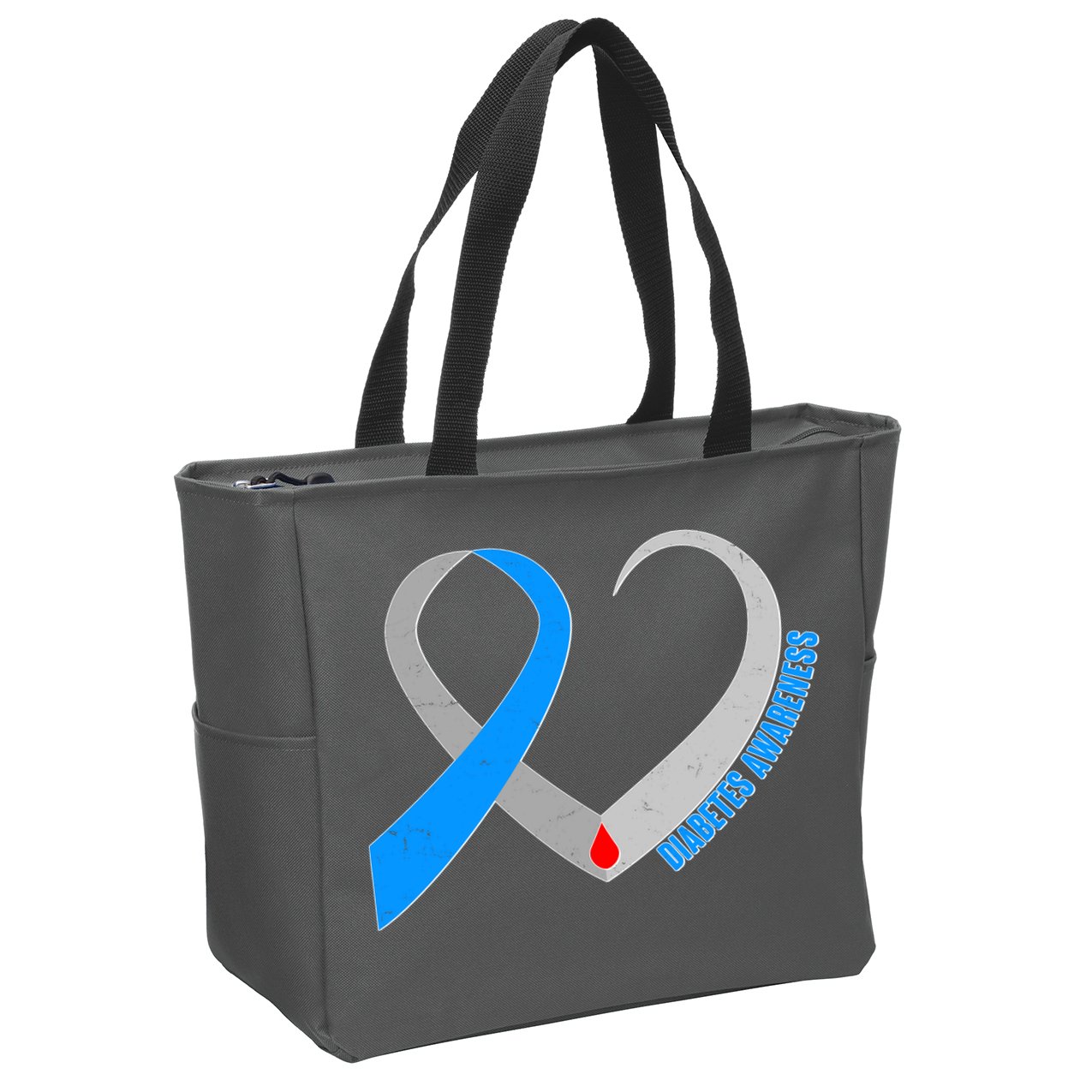 Diabetes Awareness Heart Zip Tote Bag