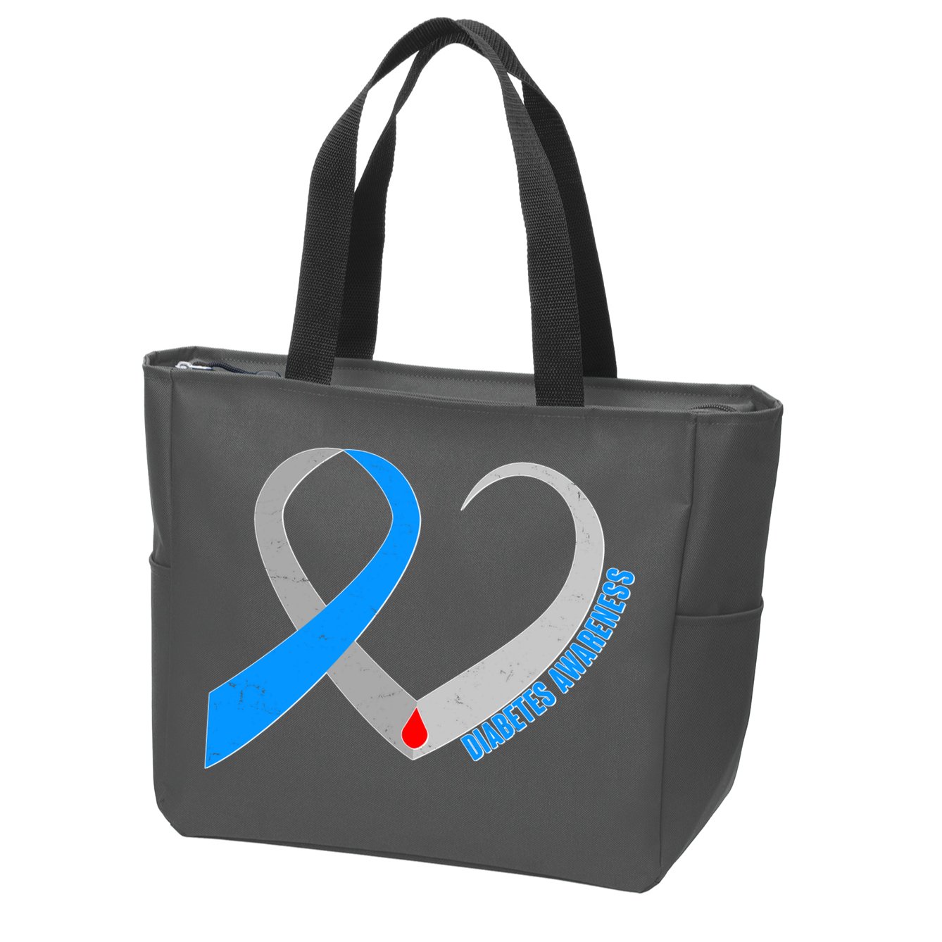 Diabetes Awareness Heart Zip Tote Bag