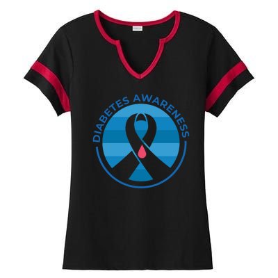 Diabetes Awareness Symbol Ladies Halftime Notch Neck Tee