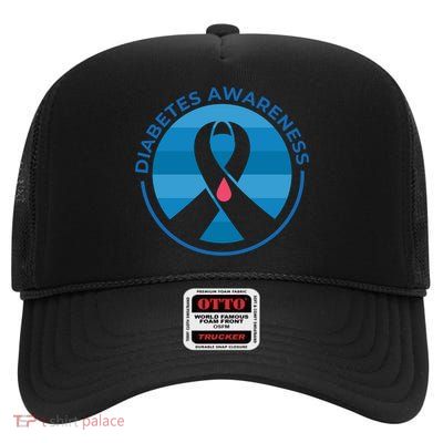 Diabetes Awareness Symbol High Crown Mesh Back Trucker Hat