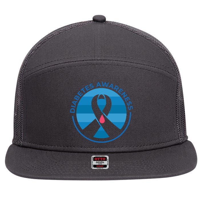 Diabetes Awareness Symbol 7 Panel Mesh Trucker Snapback Hat