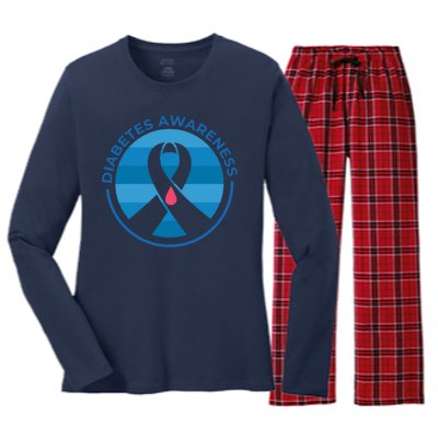 Diabetes Awareness Symbol Women's Long Sleeve Flannel Pajama Set 