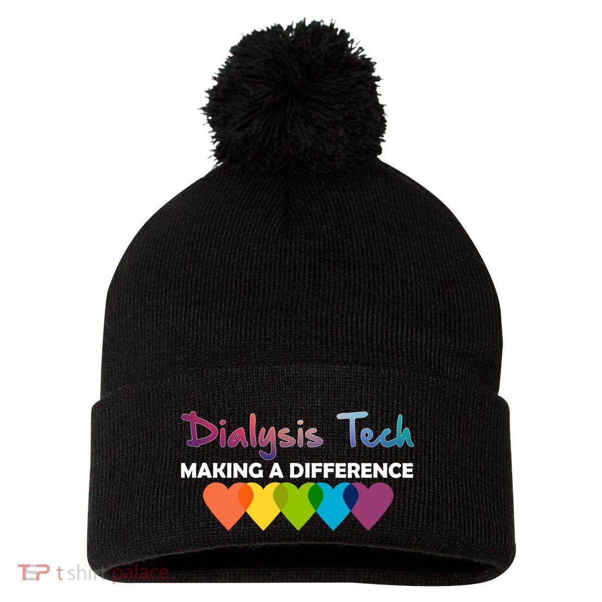 Dialysis Tech Making A Difference Pom Pom 12in Knit Beanie