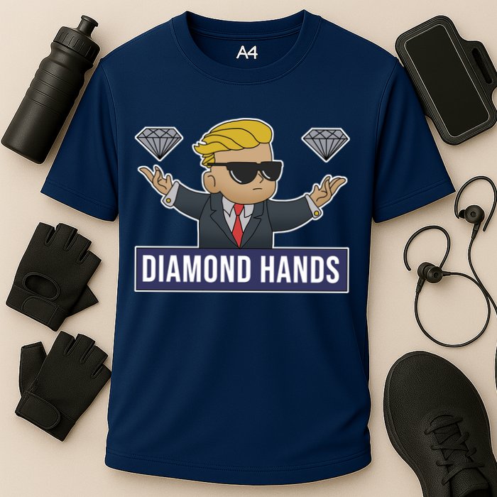 Diamond Hands Funny Stock Meme Cooling Performance Crew T-Shirt