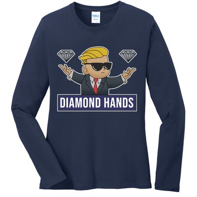 Diamond Hands Funny Stock Meme Ladies Long Sleeve Shirt