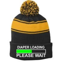 Diaper Loading Please Wait Stripe Pom Pom Beanie