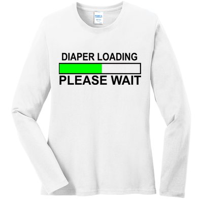 Diaper Loading Please Wait Ladies Long Sleeve Shirt