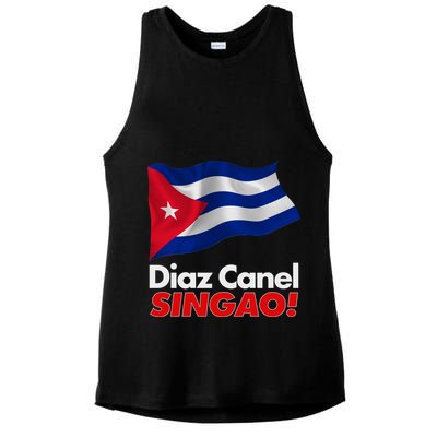 Diaz Canel Singao! Cuban Flag Ladies PosiCharge Tri-Blend Wicking Tank