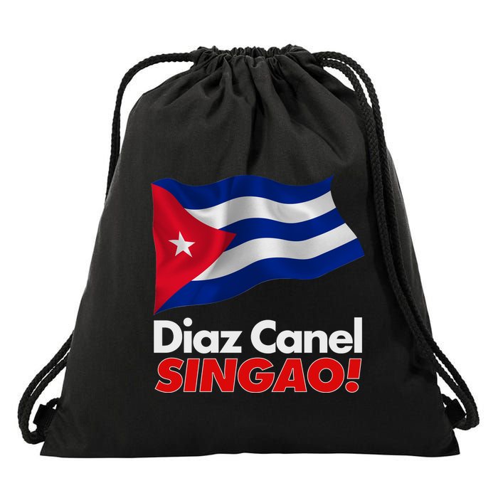 Diaz Canel Singao! Cuban Flag Drawstring Bag