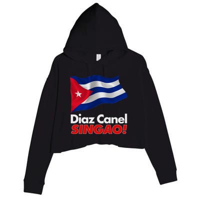 Diaz Canel Singao! Cuban Flag Crop Fleece Hoodie