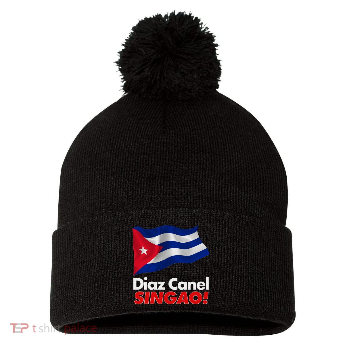 Diaz Canel Singao! Cuban Flag Pom Pom 12in Knit Beanie