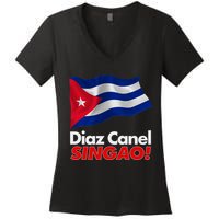 Diaz Canel Singao! Cuban Flag Women's V-Neck T-Shirt