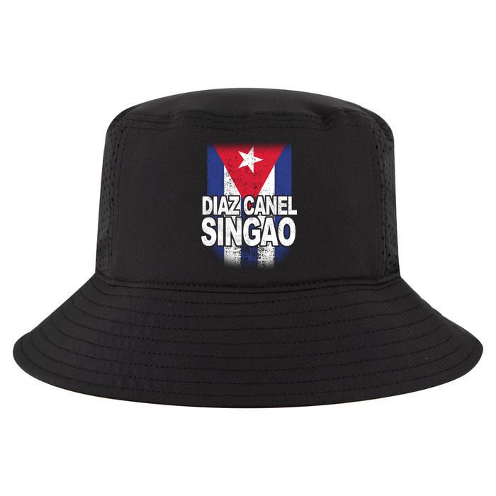 Diaz Canel Singao Cuban Flag Distressed Cool Comfort Performance Bucket Hat