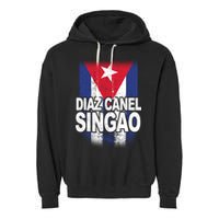 Diaz Canel Singao Cuban Flag Distressed Garment-Dyed Fleece Hoodie