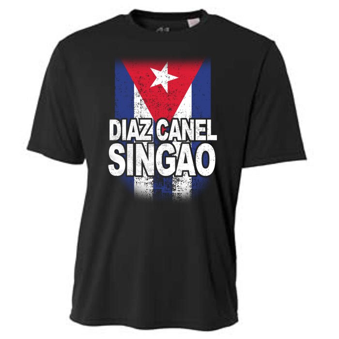 Diaz Canel Singao Cuban Flag Distressed Cooling Performance Crew T-Shirt