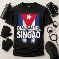 Diaz Canel Singao Cuban Flag Distressed Performance Shirt