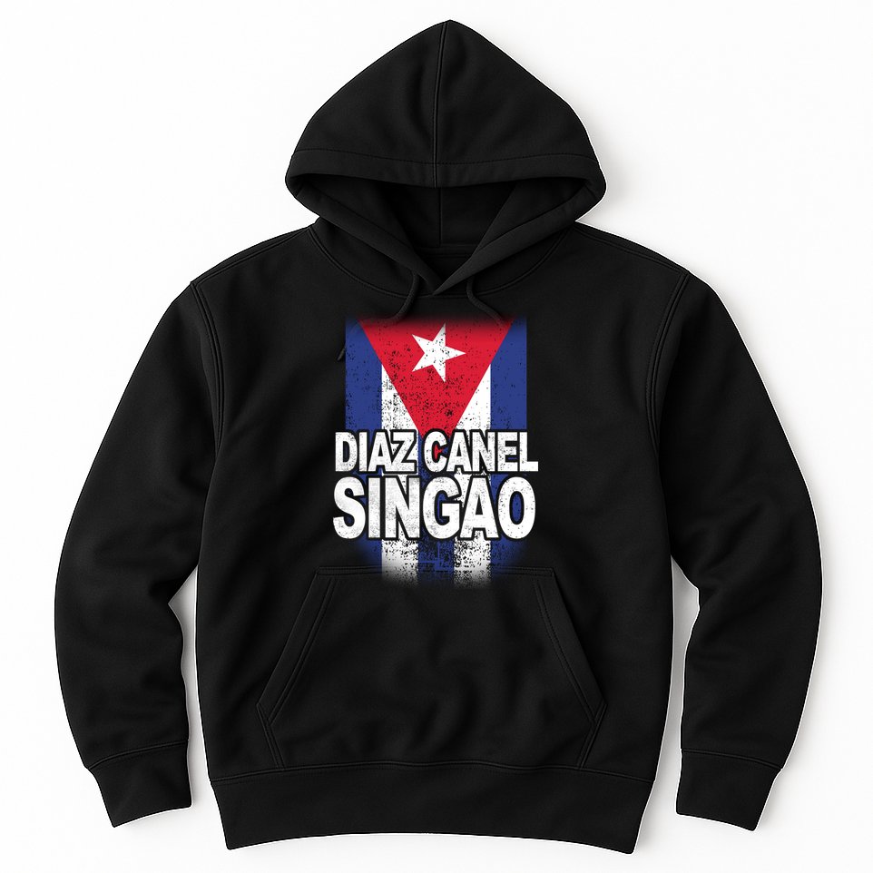 Diaz Canel Singao Cuban Flag Distressed Hoodie