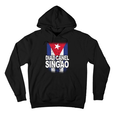 Diaz Canel Singao Cuban Flag Distressed Hoodie