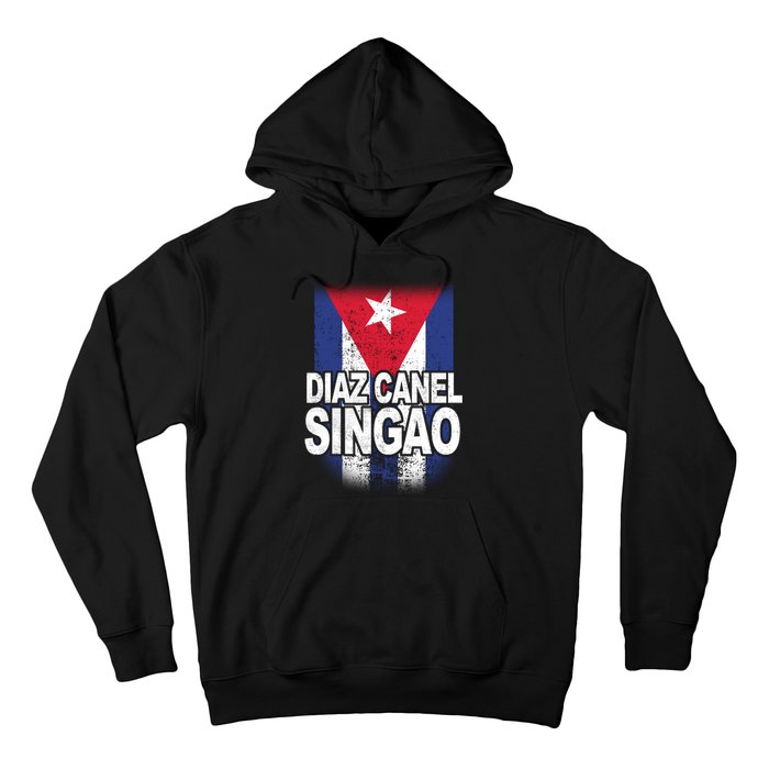 Diaz Canel Singao Cuban Flag Distressed Hoodie