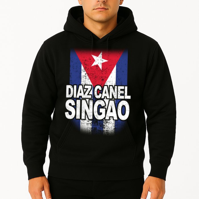 Diaz Canel Singao Cuban Flag Distressed Hoodie