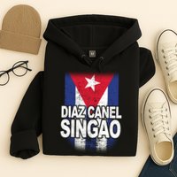 Diaz Canel Singao Cuban Flag Distressed Hoodie