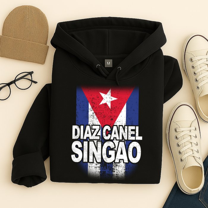 Diaz Canel Singao Cuban Flag Distressed Hoodie
