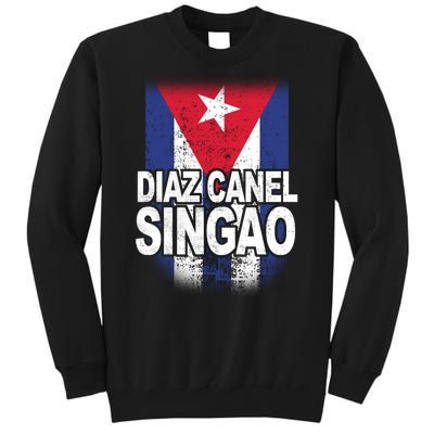 Diaz Canel Singao Cuban Flag Distressed Sweatshirt