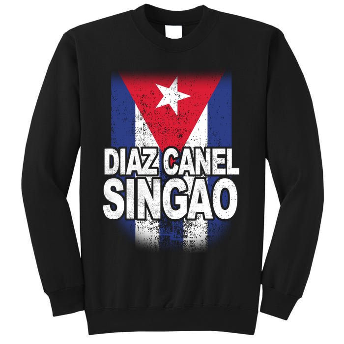 Diaz Canel Singao Cuban Flag Distressed Sweatshirt