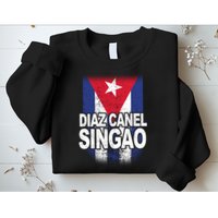 Diaz Canel Singao Cuban Flag Distressed Sweatshirt