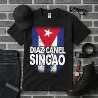 Diaz Canel Singao Cuban Flag Distressed Tall T-Shirt