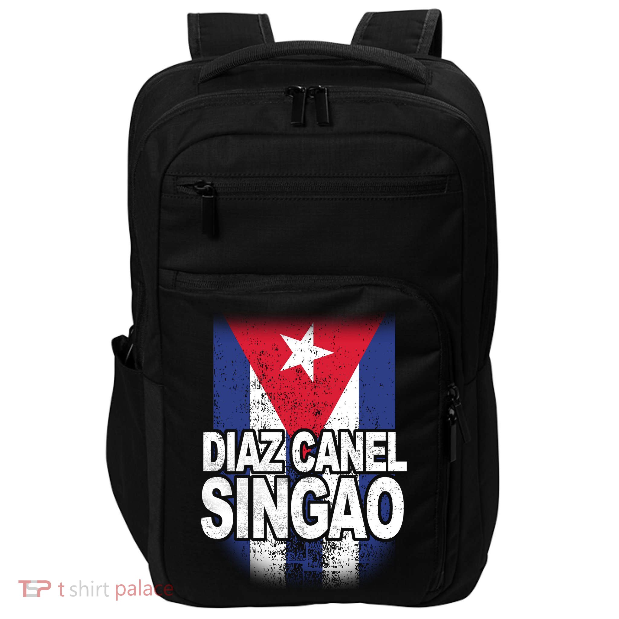 Diaz Canel Singao Cuban Flag Distressed Impact Tech Backpack