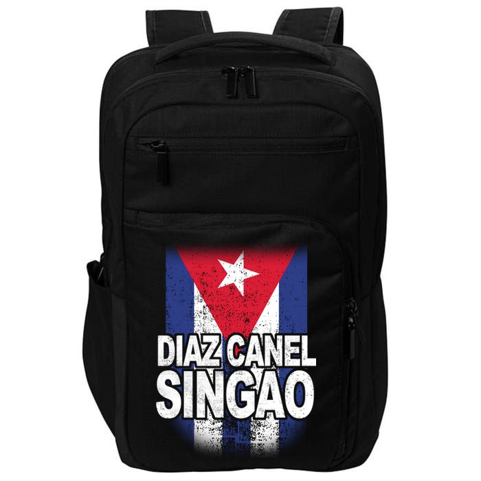 Diaz Canel Singao Cuban Flag Distressed Impact Tech Backpack