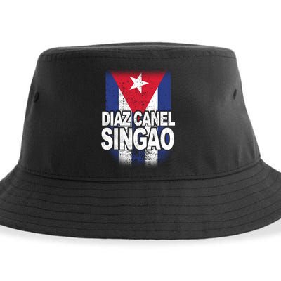 Diaz Canel Singao Cuban Flag Distressed Sustainable Bucket Hat