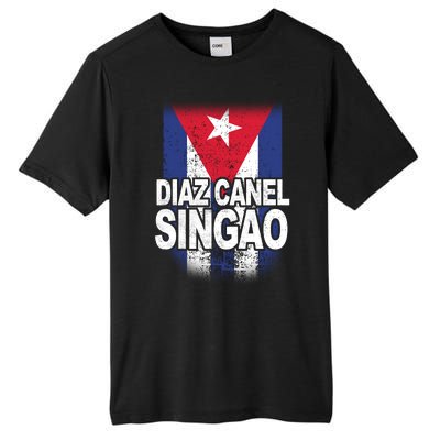 Diaz Canel Singao Cuban Flag Distressed Tall Fusion ChromaSoft Performance T-Shirt