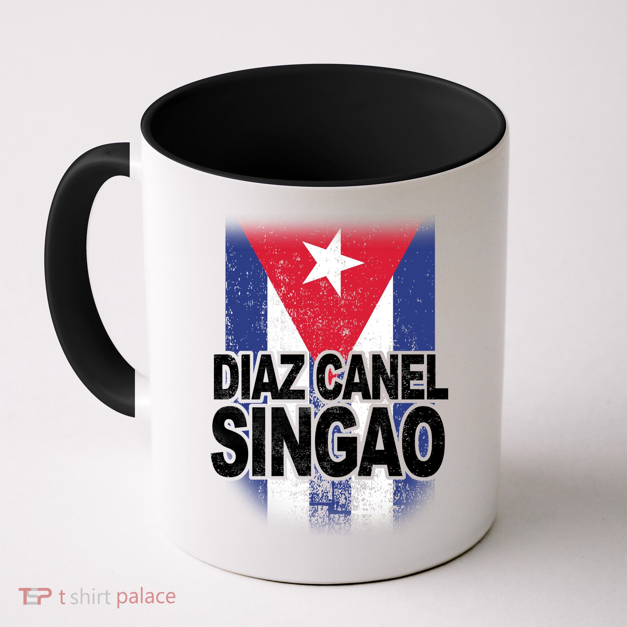 Diaz Canel Singao Cuban Flag Distressed Coffee Mug