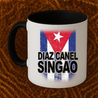 Diaz Canel Singao Cuban Flag Distressed Mug