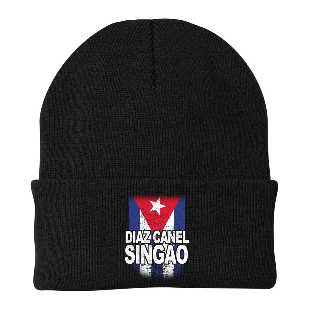 Diaz Canel Singao Cuban Flag Distressed Beanie