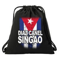 Diaz Canel Singao Cuban Flag Distressed Drawstring Bag